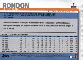 2019 Topps #91 Hector Rondon Back