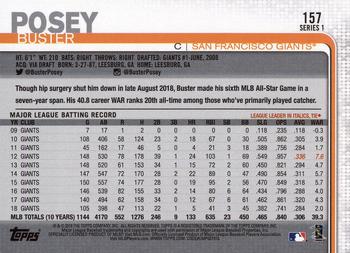 2019 Topps #157 Buster Posey Back
