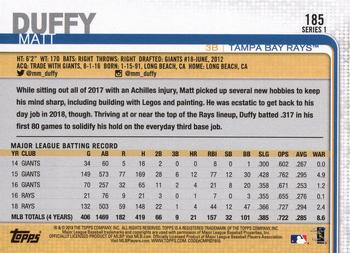 2019 Topps #185 Matt Duffy Back