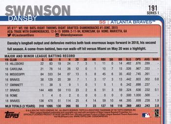 2019 Topps #191 Dansby Swanson Back
