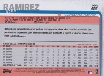 2019 Topps #223 Jose Ramirez Back