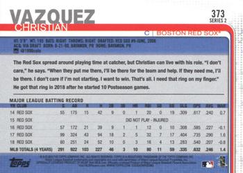 2019 Topps #373 Christian Vazquez Back