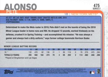 2019 Topps #475 Pete Alonso Back