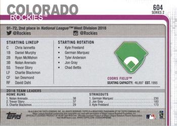 2019 Topps #604 Coors Field Back