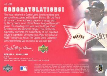 2001 Upper Deck - e-Card e|volve Signed UD Game Jerseys (Series Two) #eSJ-BB Barry Bonds Back