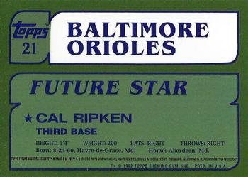 2001 Topps Archives Reserve - Future Rookie Reprints #3 Cal Ripken Back