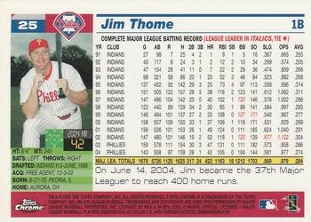 2005 Topps Chrome #25 Jim Thome Back