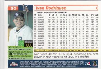 2005 Topps Chrome #30 Ivan Rodriguez Back