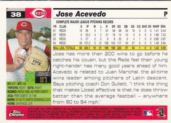 2005 Topps Chrome #38 Jose Acevedo Back