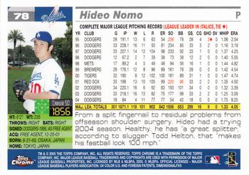 2005 Topps Chrome #78 Hideo Nomo Back
