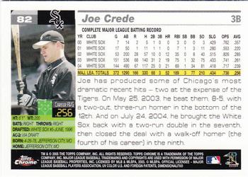 2005 Topps Chrome #82 Joe Crede Back