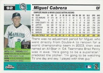 2005 Topps Chrome #92 Miguel Cabrera Back