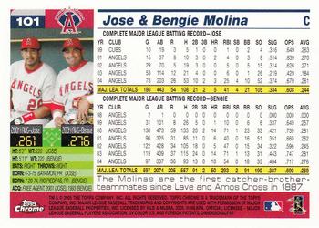 2005 Topps Chrome #101 Jose Molina / Bengie Molina Back