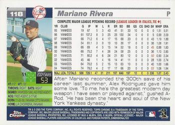 2005 Topps Chrome #118 Mariano Rivera Back