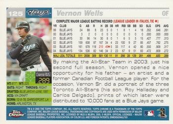 2005 Topps Chrome #125 Vernon Wells Back