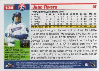 2005 Topps Chrome #145 Juan Rivera Back