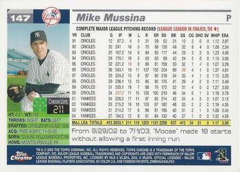 2005 Topps Chrome #147 Mike Mussina Back