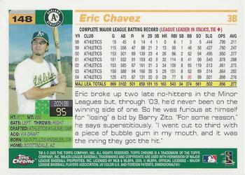 2005 Topps Chrome #148 Eric Chavez Back