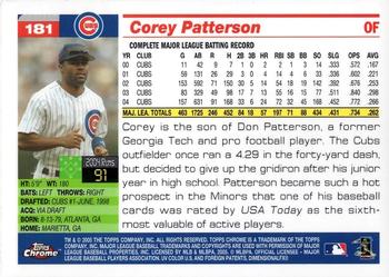 2005 Topps Chrome #181 Corey Patterson Back