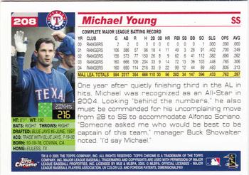 2005 Topps Chrome #208 Michael Young Back