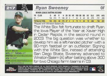 2005 Topps Chrome #217 Ryan Sweeney Back