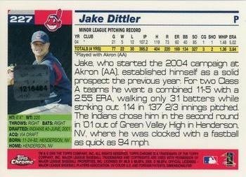 2005 Topps Chrome #227 Jake Dittler Back