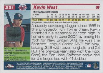 2005 Topps Chrome #231 Kevin West Back