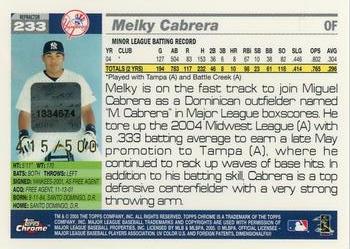 2005 Topps Chrome #233 Melky Cabrera Back