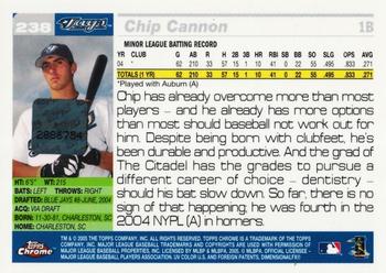 2005 Topps Chrome #238 Chip Cannon Back