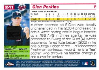 2005 Topps Chrome #241 Glen Perkins Back