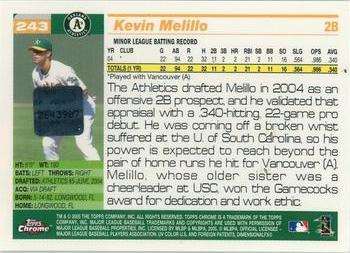 2005 Topps Chrome #243 Kevin Melillo Back