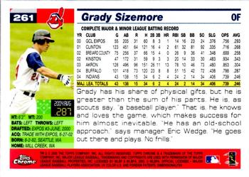 2005 Topps Chrome #261 Grady Sizemore Back