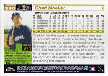 2005 Topps Chrome #290 Chad Moeller Back