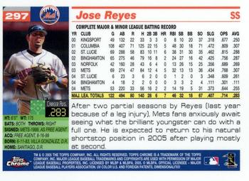 2005 Topps Chrome #297 Jose Reyes Back