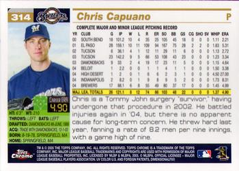 2005 Topps Chrome #314 Chris Capuano Back