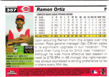 2005 Topps Chrome #357 Ramon Ortiz Back
