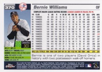 2005 Topps Chrome #370 Bernie Williams Back