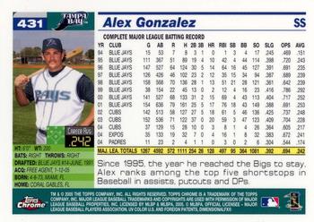 2005 Topps Chrome #431 Alex Gonzalez Back