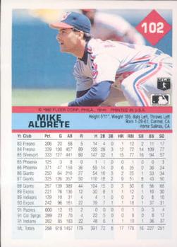 1992 Fleer #102 Mike Aldrete Back