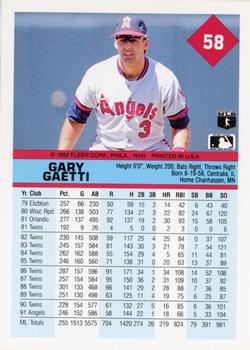 1992 Fleer #58 Gary Gaetti Back