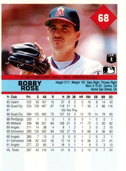 1992 Fleer #68 Bobby Rose Back