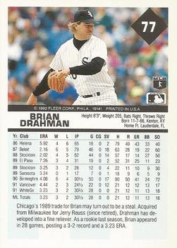 1992 Fleer #77 Brian Drahman Back
