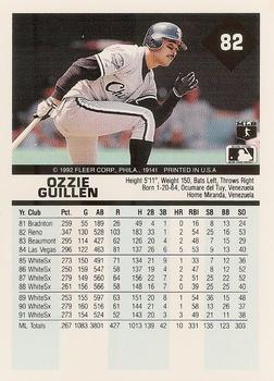 1992 Fleer #82 Ozzie Guillen Back
