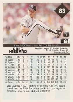 1992 Fleer #83 Greg Hibbard Back