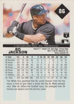 1992 Fleer #86 Bo Jackson Back