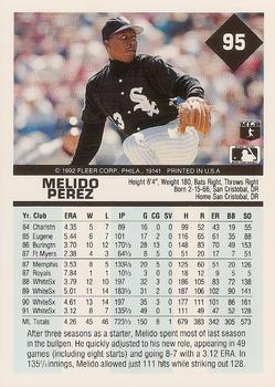 1992 Fleer #95 Melido Perez Back