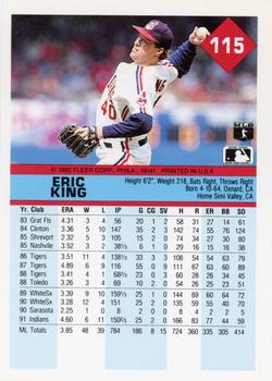 1992 Fleer #115 Eric King Back