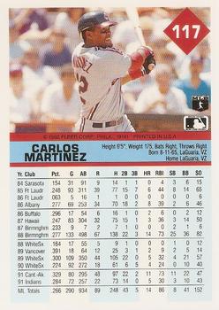1992 Fleer #117 Carlos Martinez Back