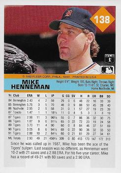 1992 Fleer #138 Mike Henneman Back