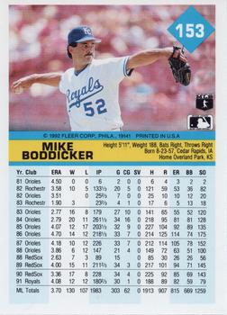 1992 Fleer #153 Mike Boddicker Back
